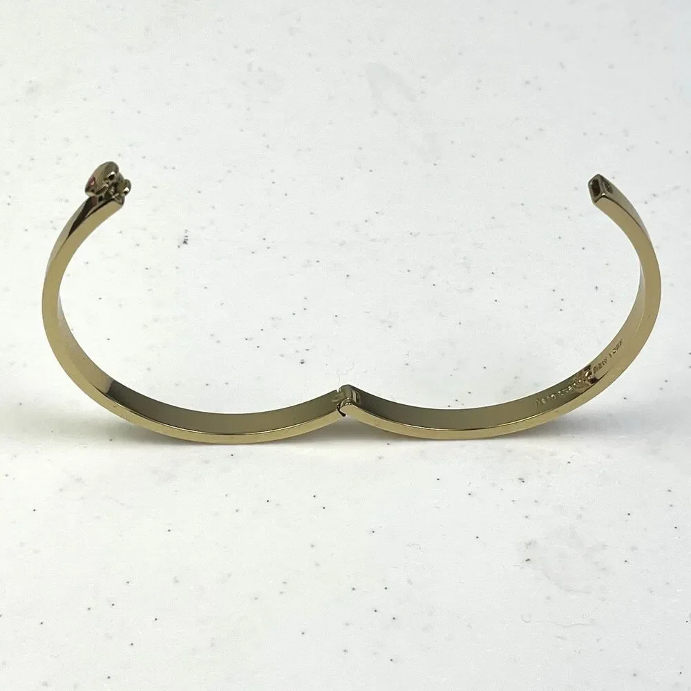 Kate Spade Bracelet Gold Heritage Spade Flower Hinged Bangle with Bag - Picture 7 of 8